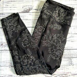 Avia Black Leggings with Floral Pattern